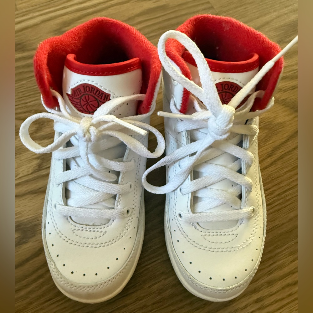 Jordan Kids White and Red Sneakers 11C